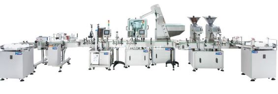 Line of Capsules Tablets Counter & Capper & Labeler